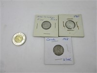 3 x 0.10$ Canada silver