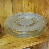 Glass Cake Plate & Serving Plates