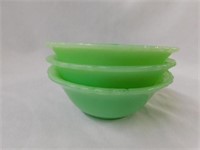 Jadeite McKee dessert bowls w/leaf design (3)