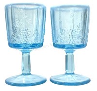 (10) Westmoreland Blue Opalescent Water Goblets