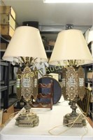 Pair of Antique Decorative Table Lamps with Prisms