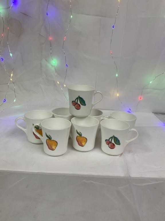 Corning Fruit Basket Coffee/Tea Cups Lot of 8