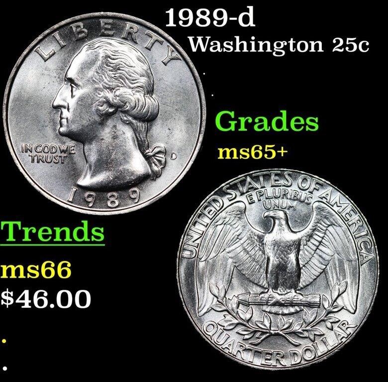 1989-d Washington Quarter 25c Grades GEM+ Unc