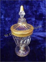 Gold Rimmed Lidded Apothecary Jar