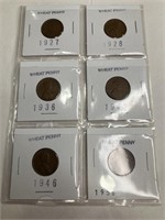 Wheat Pennies 1927,1928,1936,1942,1946,1956
