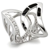 Rhodium Brass Ring with AAA Grade CZ  in Clear
