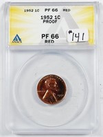 1952  Lincoln Cent   ANACS PF-66 Red