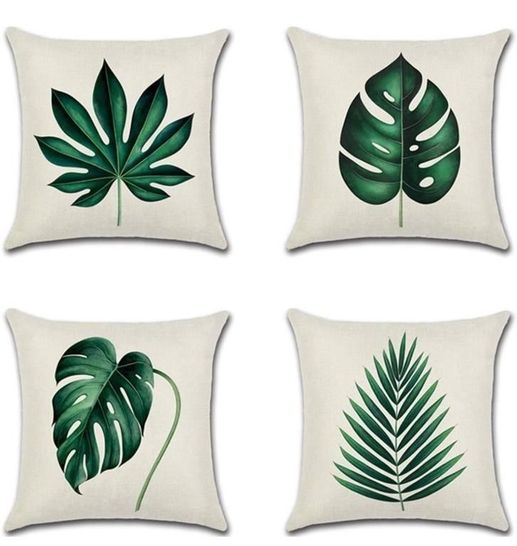 New Minimalist Green Leaves Throw Pillow Covers