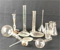 Selection of Glass Beakers, Test Tubes, Graduated
