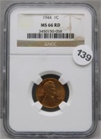 1944 NGC MS66RD Wheat Cent.