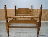 Antique c.1920 Cherry Wood Custom Double Size Bed