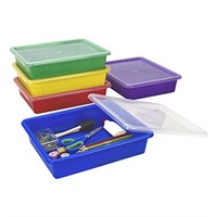 Storex Flat Storage Tray with Lid, Letter Size,