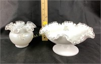 Fenton Silver Crest Bowl and vase Ruffled edged
