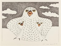 KANANGINAK POOTOOGOOK, INUIT, Owl and Chicks, 2003