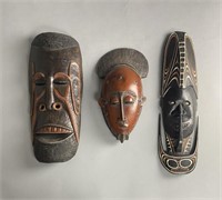 3 Hand Carved African Masks