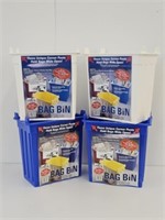 NEW - 4 BAG BINS - 12" HIGH X 12" DEEP X 7" WIDE