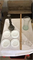 Decorative plates, glass vase, punch scoops