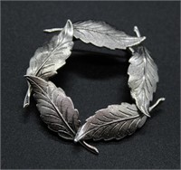 Silver Tone Leaf Form Brooch