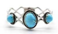 S.W. / N.A. Sterling Silver Turquoise Bracelet