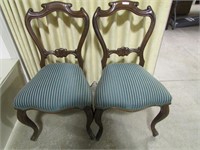 PR. ANTIQUE WALNUT PADDED SIDE CHAIRS