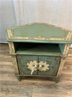 Vintage Tyrolean Style Painted Corner Cabinet