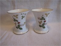 2 Wedgwood Bone China England Vases 3&1/2"