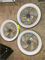 GROUP OF 3 FAN AND LIGHT 22IN DIAMETER