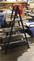 Wooden ladder black shelving