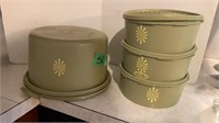 Green retro Tupperware containers