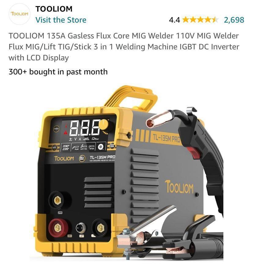 TOOLIOM 135A Gasless Flux Core MIG Welder