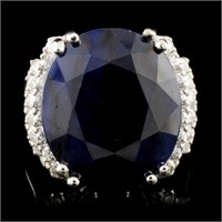 14K Gold 22.00ct Sapphire & 0.65ctw Diamond Ring