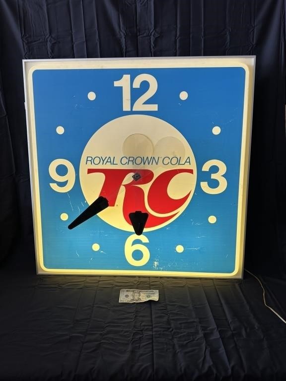 Large Royal Crown Cola Adv. Light-Up Clock