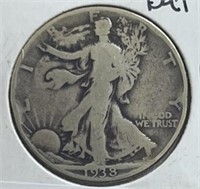 1938D Walking Liberty Half Dollar  VG