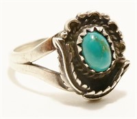 Old Pawn Turquoise 925 Silver Ring Sz 5.25 2.5g