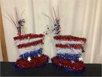 G) two patriotic top hat decorations both are new