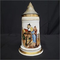 Lithophane hand painted German beer stein