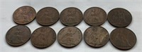 OF) 10 British Large Cents World Coins