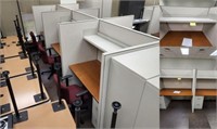 6 SECTION OFFICE CUBICLE WITH DESK AND FILE CABINE