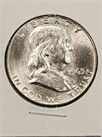 1963 BU Franklin half dollar