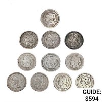 1865 US Nickel 3 Cents (11 Coins)