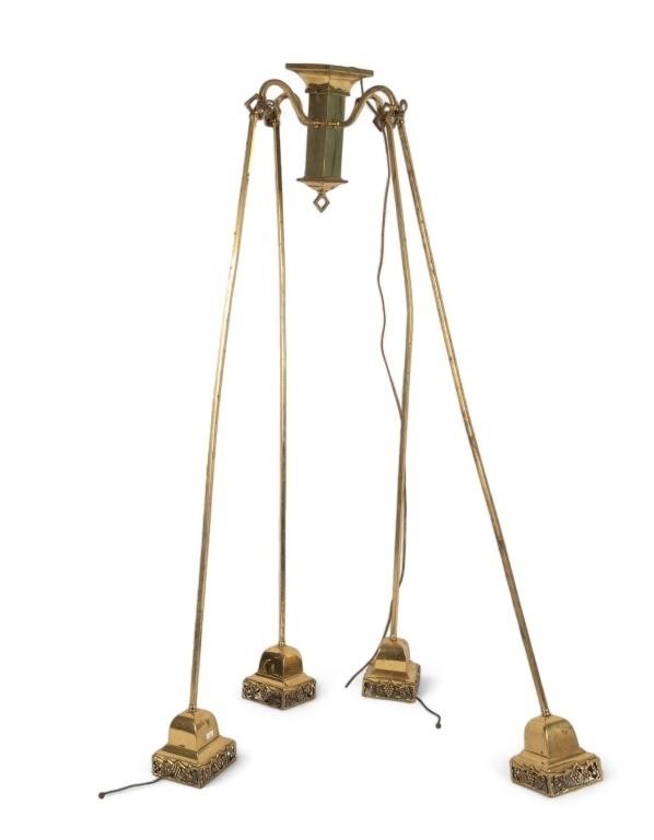 Art Deco Shade Brass Hanging Entryway Chandelier