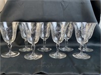 8 Vintage Etched Stemware