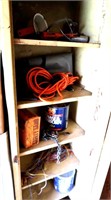 Metal Cabinet w/ Extension Cord, Motor Oil, Wires&