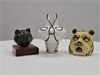 3pc Ceramic & Stone Critter Collection