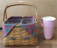 Longaberger Basket w/Liner, Insert & Travel Mug
