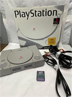 PlayStation 1 Console with Cords, Memory Card, Box