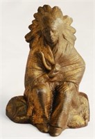 Cast Iron Sitting Indian Chief Bank