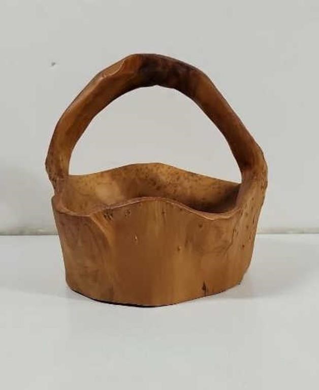 Burl Wood hand carved basket