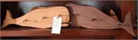 (4) Wooden Figural whale wall mount hat/coat