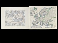 2pc Maps "Typvs Orbis A Ptol Descriptvs & Europa